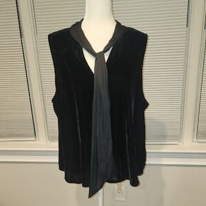Elegant Black Sleeveless Top with Scarf Detail